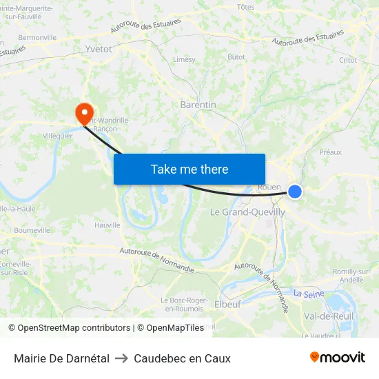 Mairie De Darnétal to Caudebec en Caux map