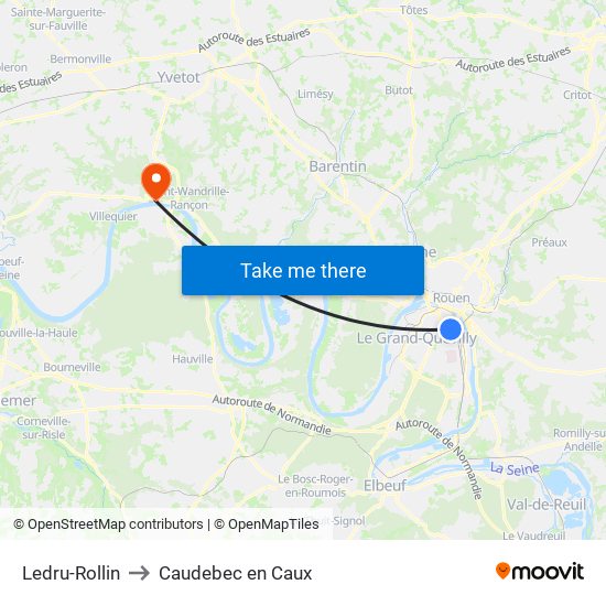 Ledru-Rollin to Caudebec en Caux map