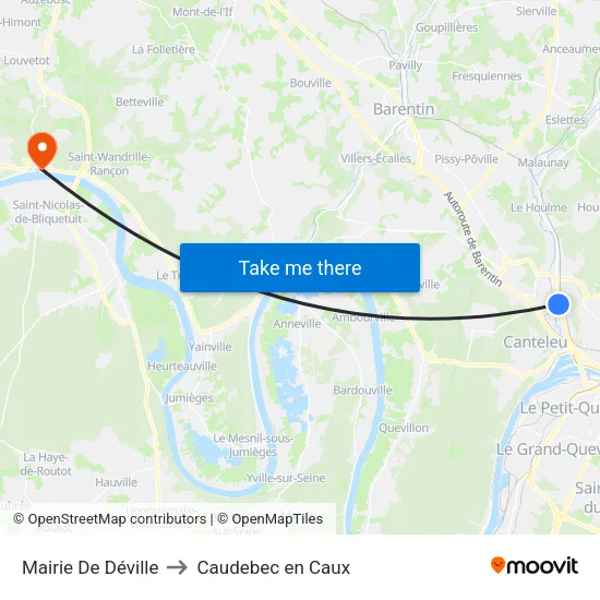Mairie De Déville to Caudebec en Caux map