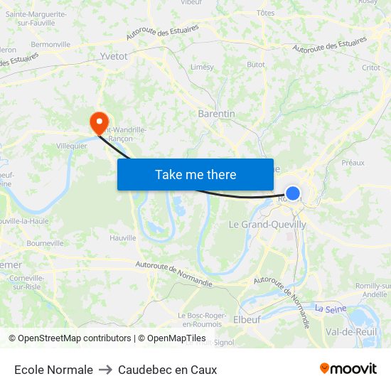 Ecole Normale to Caudebec en Caux map