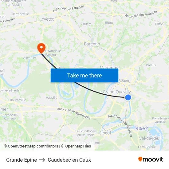 Grande Epine to Caudebec en Caux map