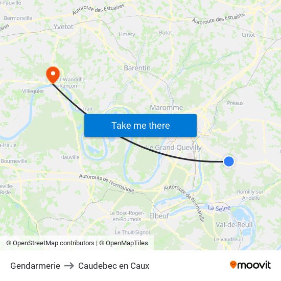 Gendarmerie to Caudebec en Caux map