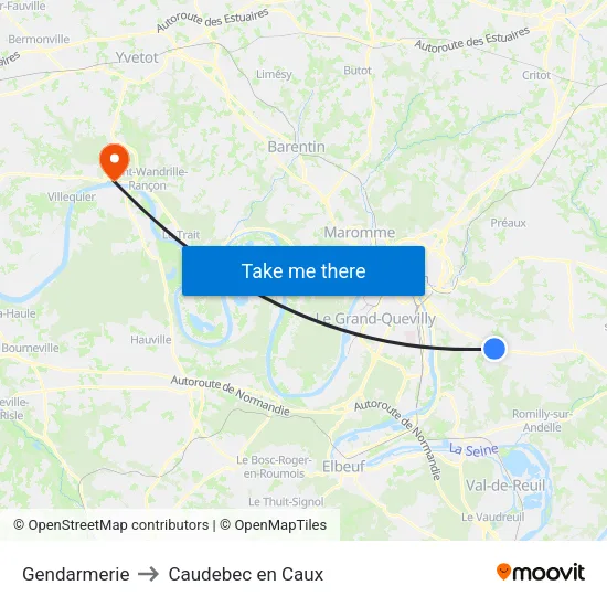 Gendarmerie to Caudebec en Caux map
