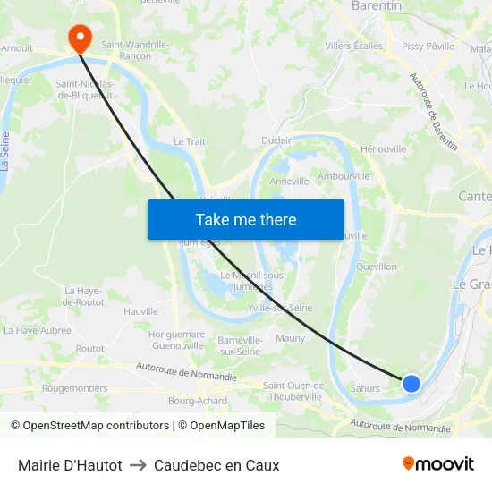 Mairie D'Hautot to Caudebec en Caux map
