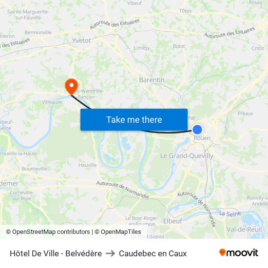 Hôtel De Ville - Belvédère to Caudebec en Caux map