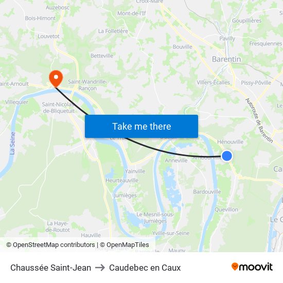 Chaussée Saint-Jean to Caudebec en Caux map