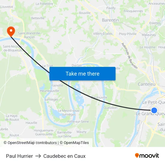 Paul Hurrier to Caudebec en Caux map