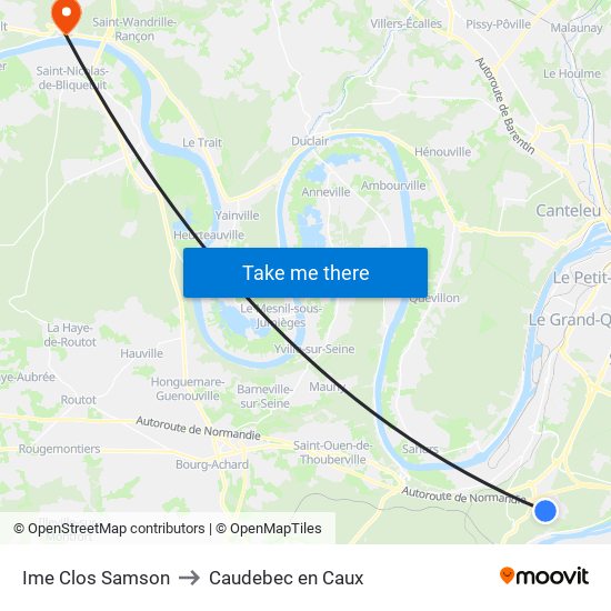 Ime Clos Samson to Caudebec en Caux map