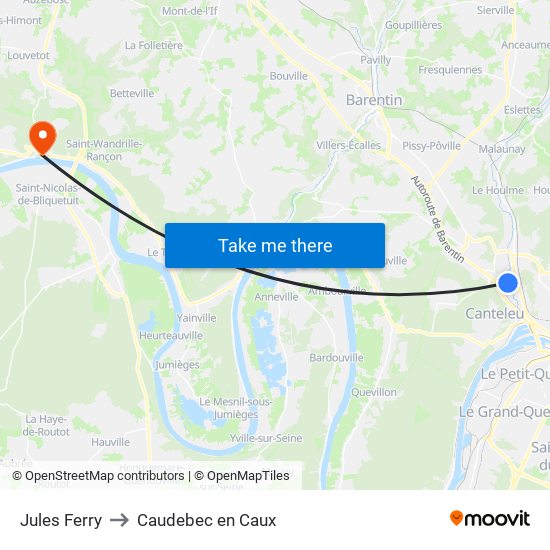 Jules Ferry to Caudebec en Caux map