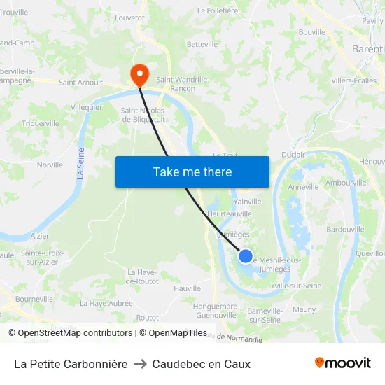 La Petite Carbonnière to Caudebec en Caux map