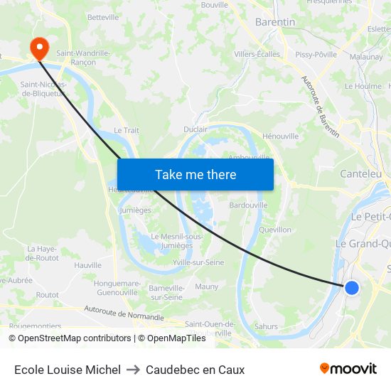 Ecole Louise Michel to Caudebec en Caux map