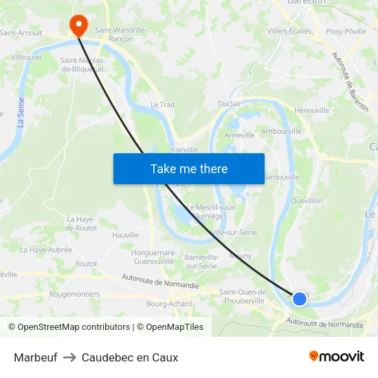 Marbeuf to Caudebec en Caux map
