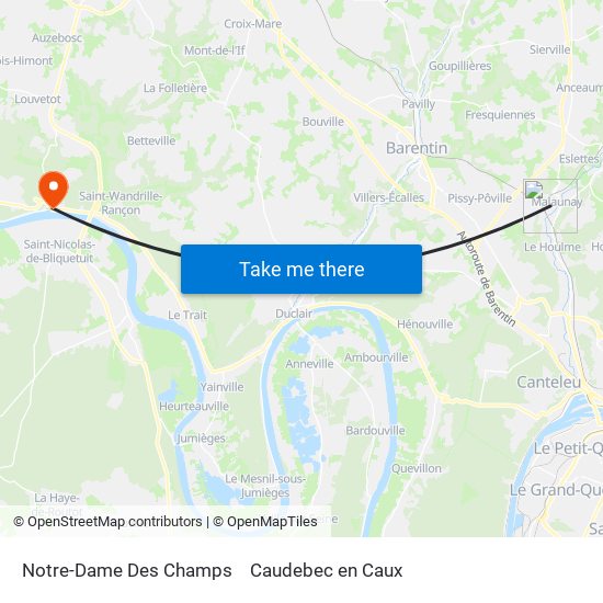 Notre-Dame Des Champs to Caudebec en Caux map