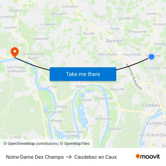 Notre-Dame Des Champs to Caudebec en Caux map
