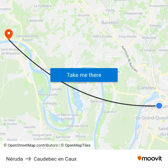 Néruda to Caudebec en Caux map