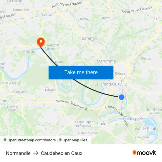 Normandie to Caudebec en Caux map