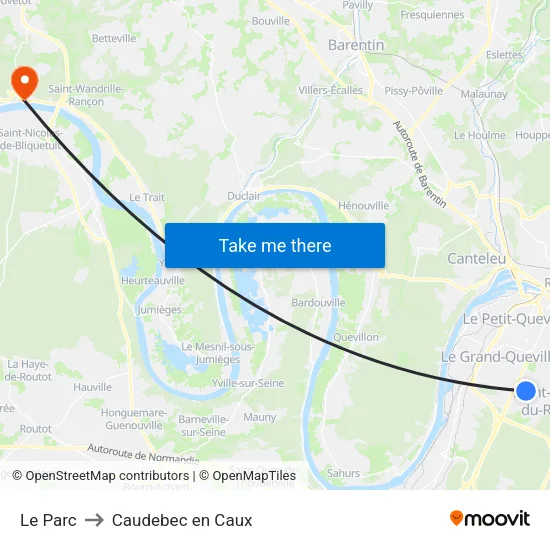 Le Parc to Caudebec en Caux map