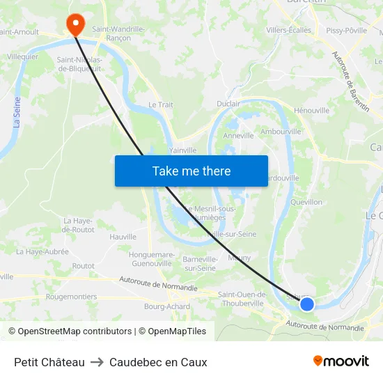 Petit Château to Caudebec en Caux map