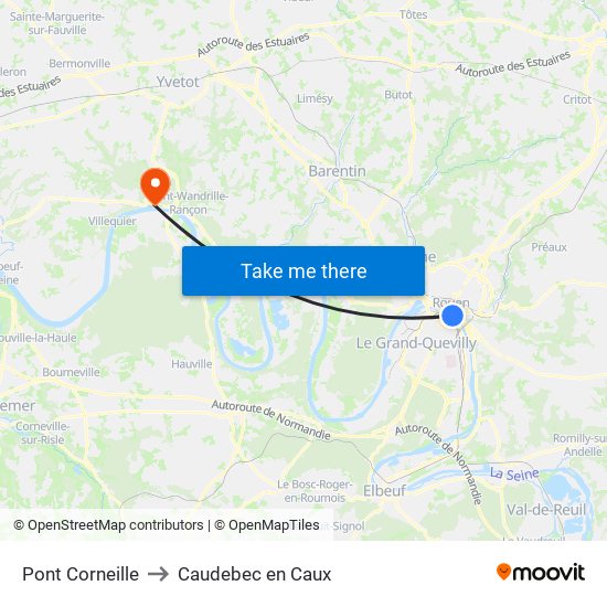 Pont Corneille to Caudebec en Caux map