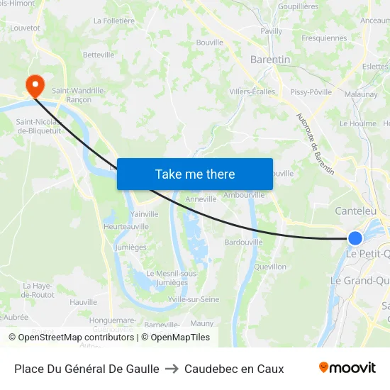 Place Du Général De Gaulle to Caudebec en Caux map