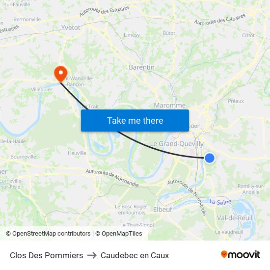 Clos Des Pommiers to Caudebec en Caux map