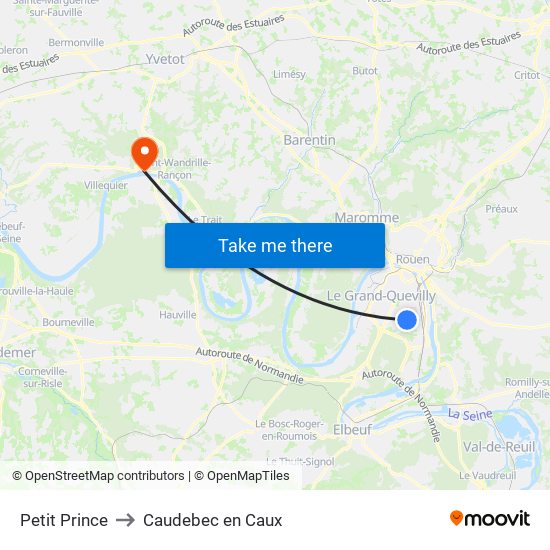 Petit Prince to Caudebec en Caux map