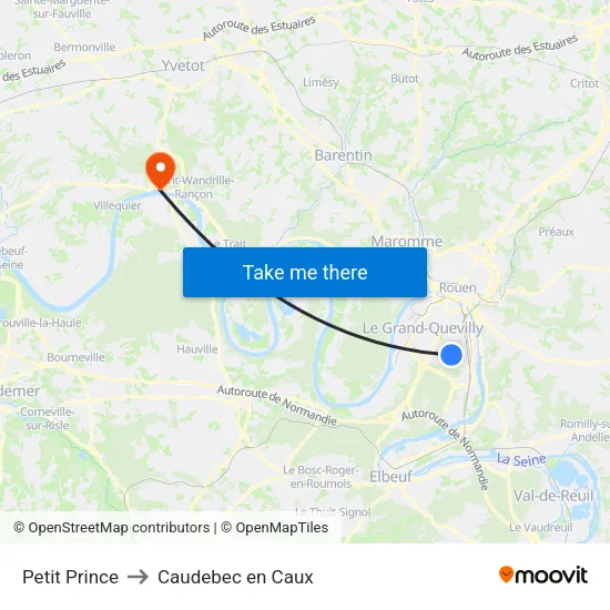 Petit Prince to Caudebec en Caux map