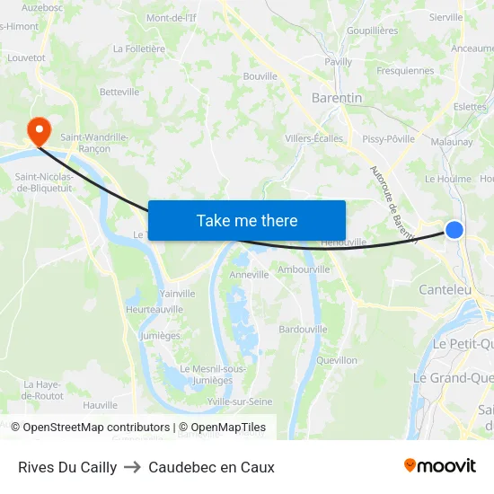 Rives Du Cailly to Caudebec en Caux map