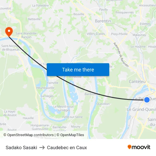 Sadako Sasaki to Caudebec en Caux map
