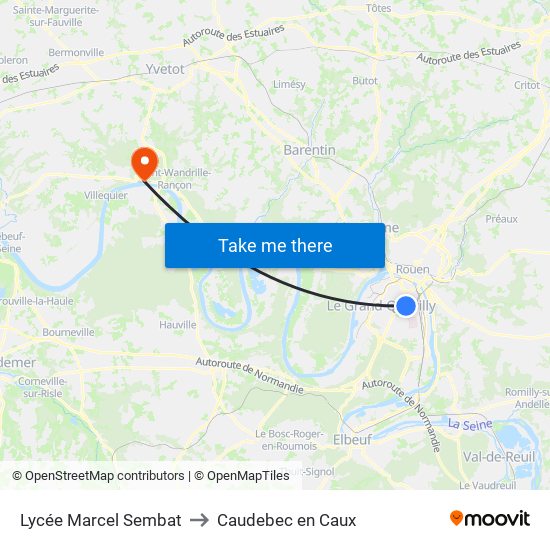 Lycée Marcel Sembat to Caudebec en Caux map