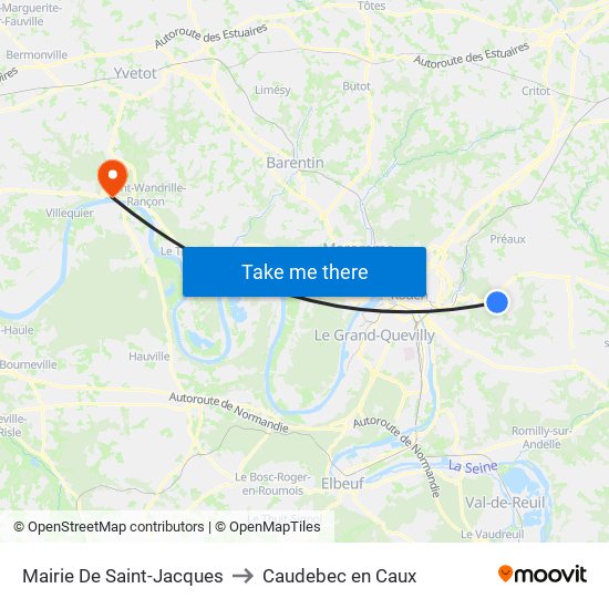 Mairie De Saint-Jacques to Caudebec en Caux map