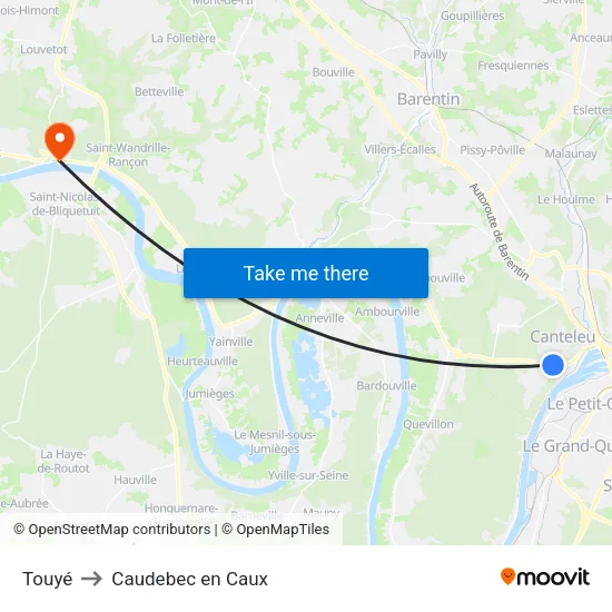 Touyé to Caudebec en Caux map