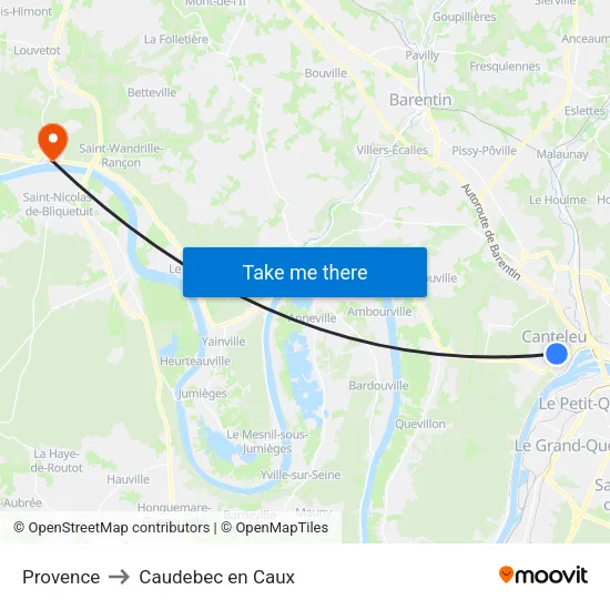 Provence to Caudebec en Caux map