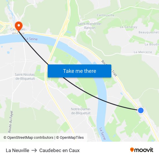 La Neuville to Caudebec en Caux map