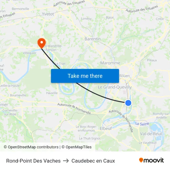 Rond-Point Des Vaches to Caudebec en Caux map