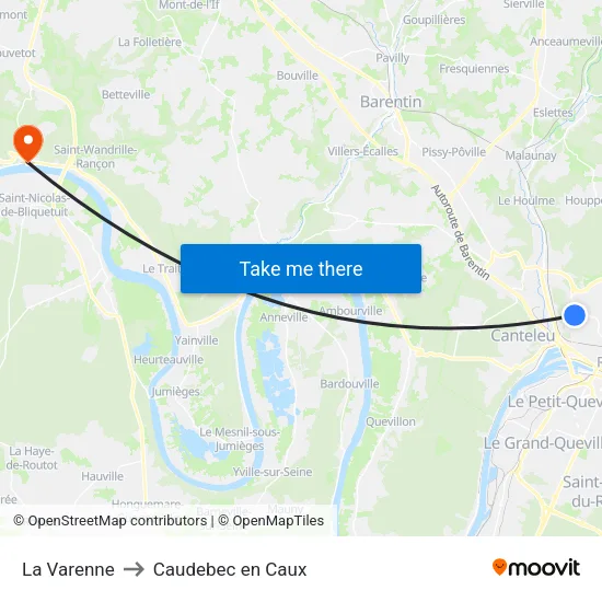 La Varenne to Caudebec en Caux map