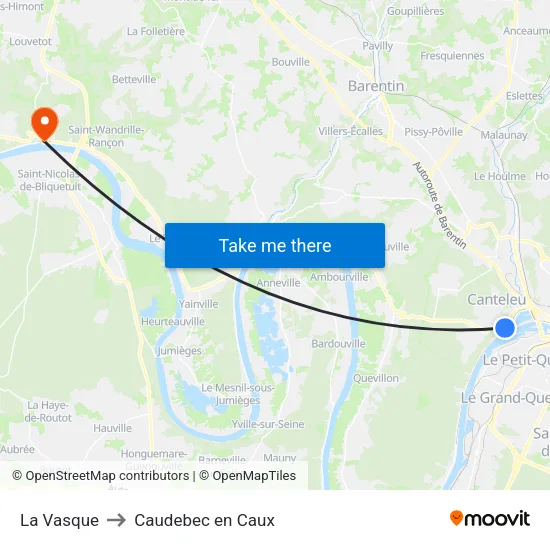 La Vasque to Caudebec en Caux map