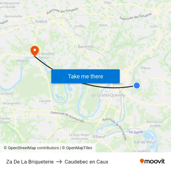 Za De La Briqueterie to Caudebec en Caux map