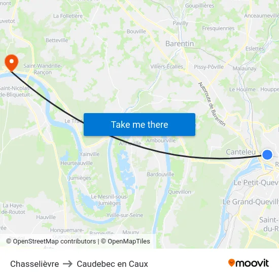Chasselièvre to Caudebec en Caux map