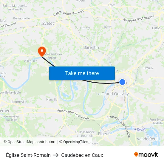 Église Saint-Romain to Caudebec en Caux map