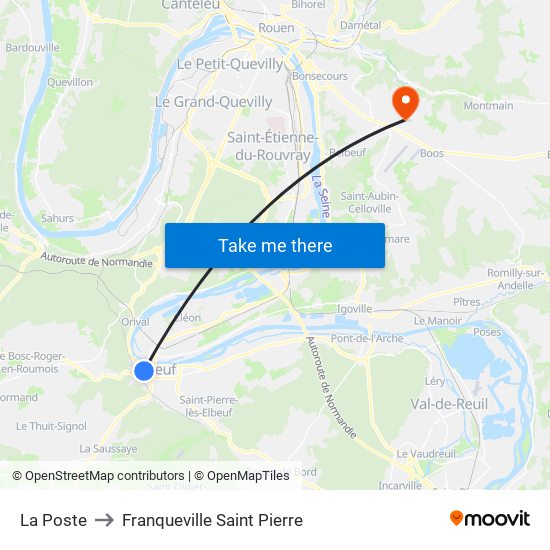 La Poste to Franqueville Saint Pierre map