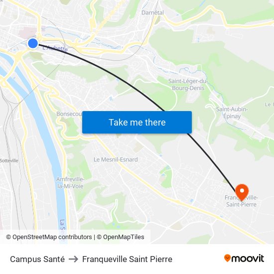 Campus Santé to Franqueville Saint Pierre map