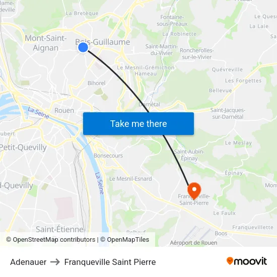 Adenauer to Franqueville Saint Pierre map