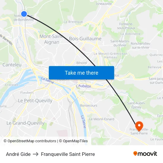 André Gide to Franqueville Saint Pierre map