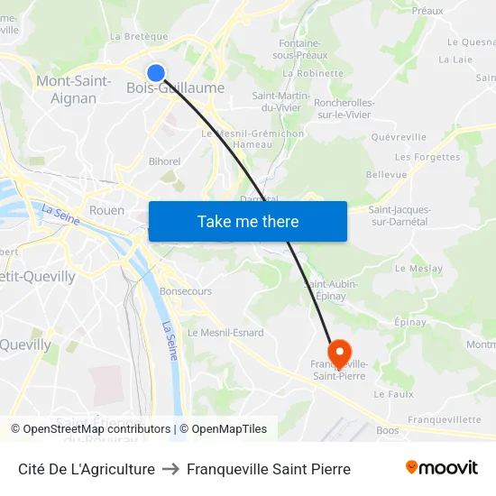 Cité De L'Agriculture to Franqueville Saint Pierre map
