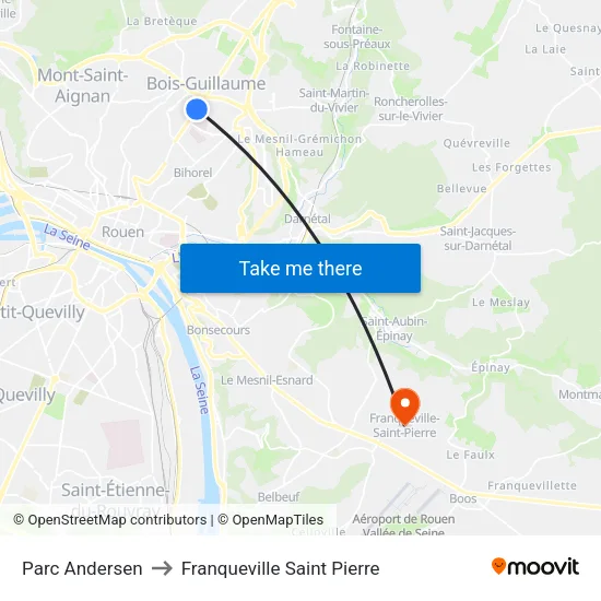 Parc Andersen to Franqueville Saint Pierre map