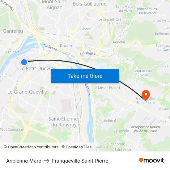 Ancienne Mare to Franqueville Saint Pierre map