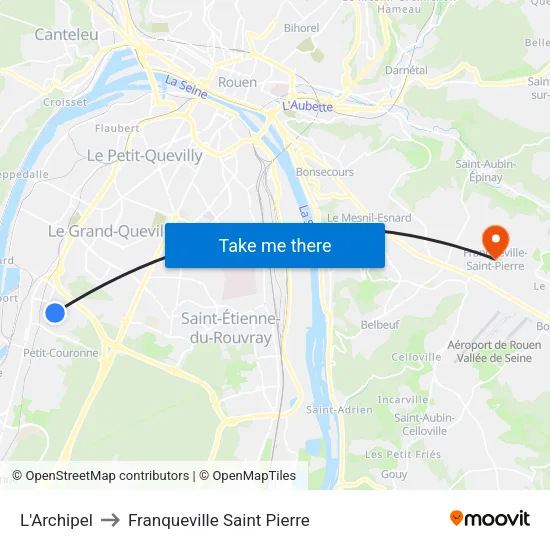 L'Archipel to Franqueville Saint Pierre map