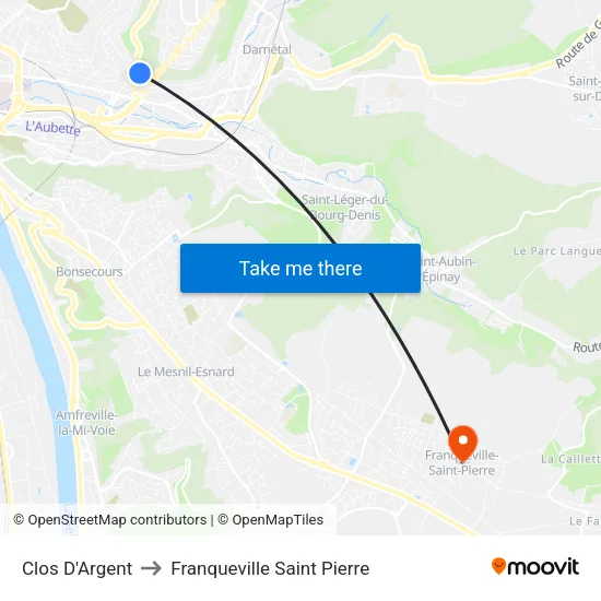 Clos D'Argent to Franqueville Saint Pierre map