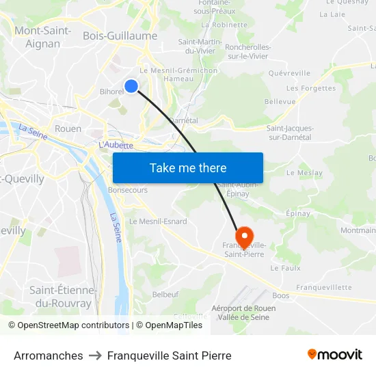 Arromanches to Franqueville Saint Pierre map